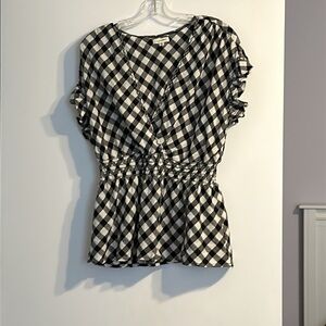 Max Studio Black and White Plaid Blouse